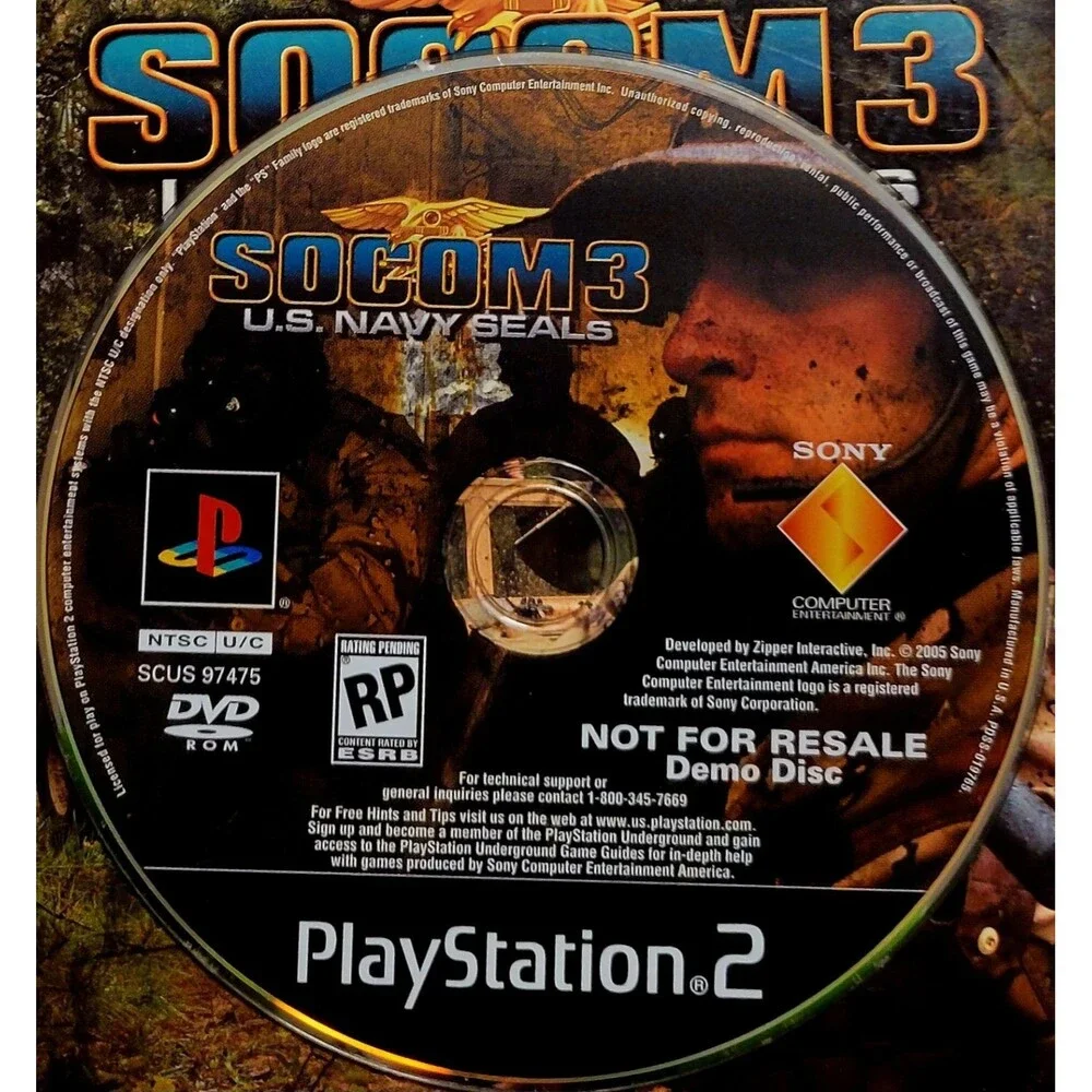 SONY PLAYSTATION 2 PS2: SOCOM 3 DEMO DISC NOT FOR RESALE, RP RATING PENDING